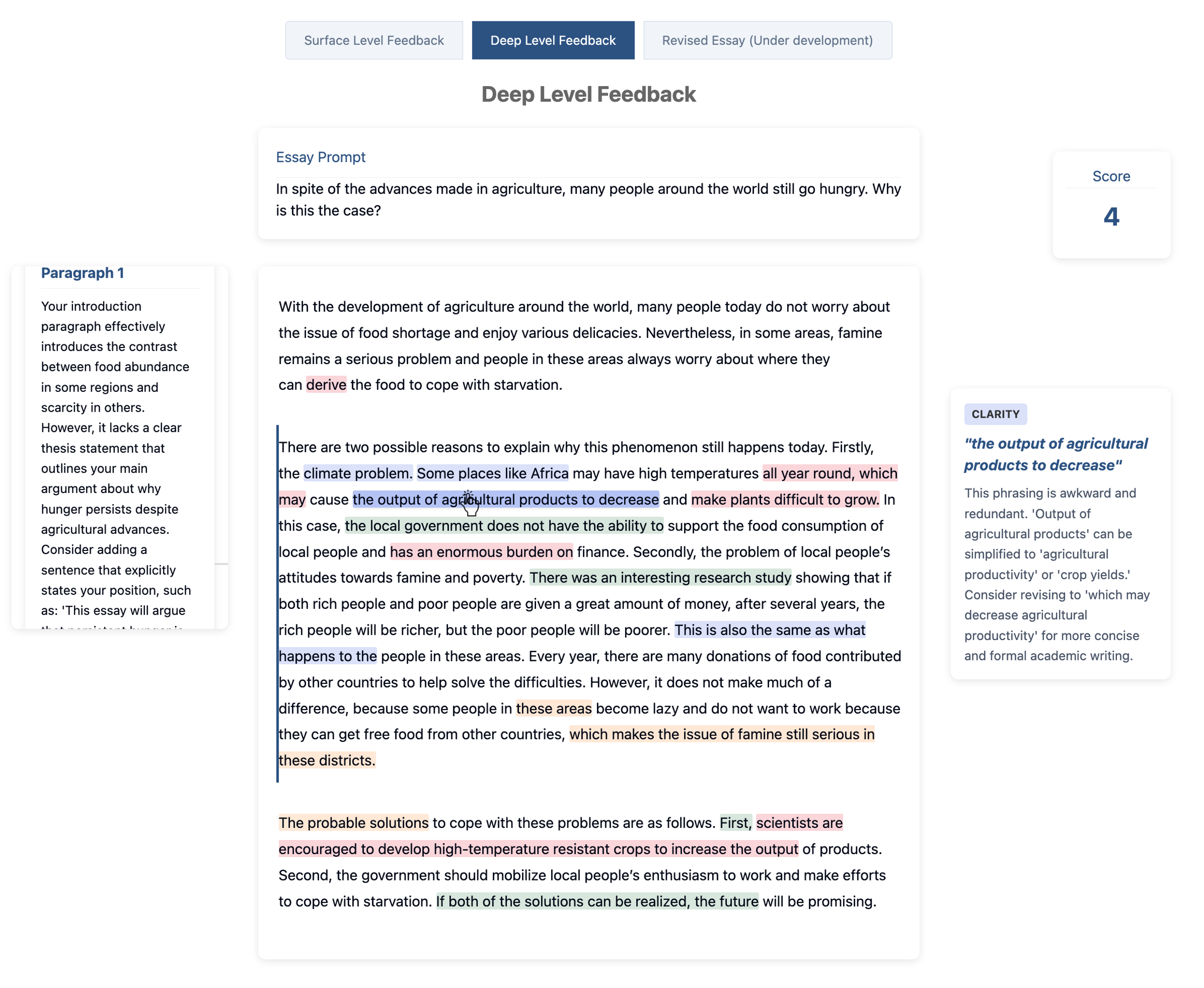 Deep-Level Feedback Screenshot